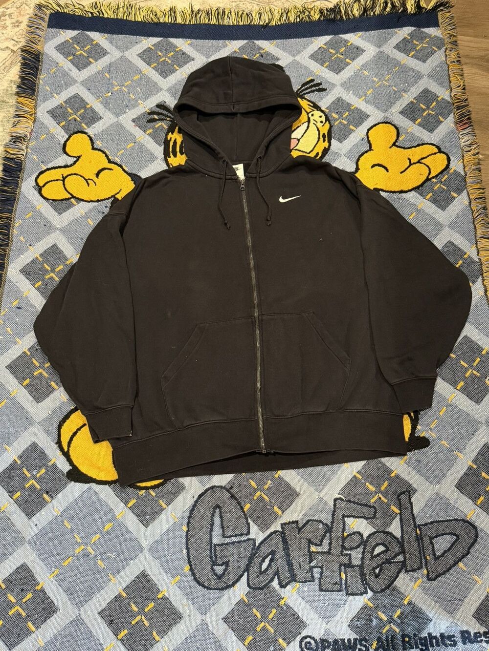 Vintage Nike Zip Up Hoodie Black Y2K